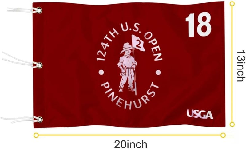 2BUT 2024 US Open Pinehurst Golf Pin Flag Practic Putting Green Golf Flag For Backyard Garden Double-Sewn 600D Nylon Miniature Pin Flag (Red 20"x13" Grommet) - Image 2